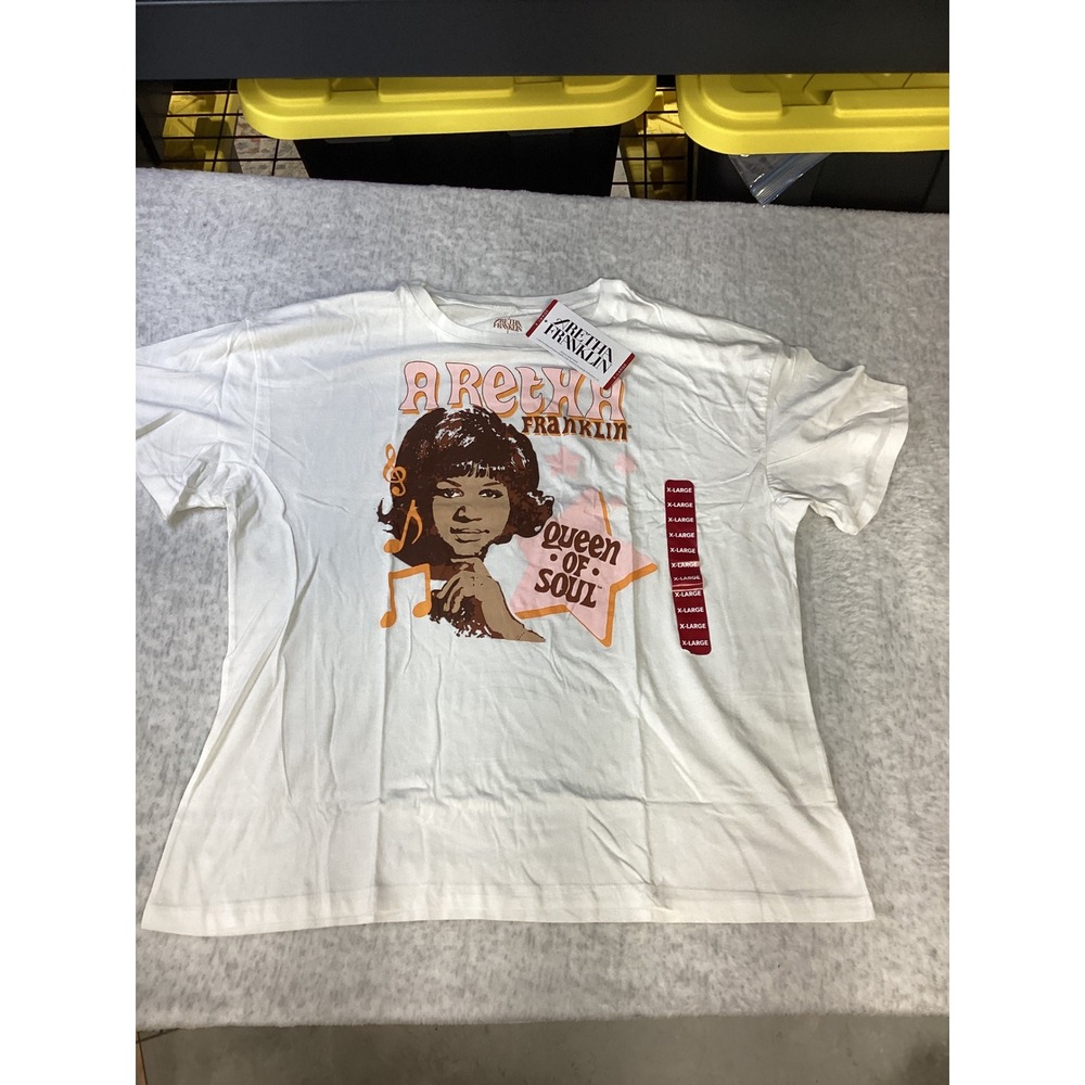 Aretha Franklin Queen of Soul White Graphic T-Shirt XL New Tag 100%‎ Cotton